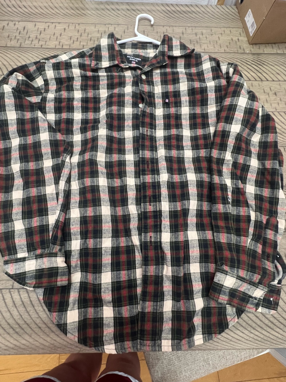 Ralph Lauren Plaid Button-Down Shirt in Black, White & Red
